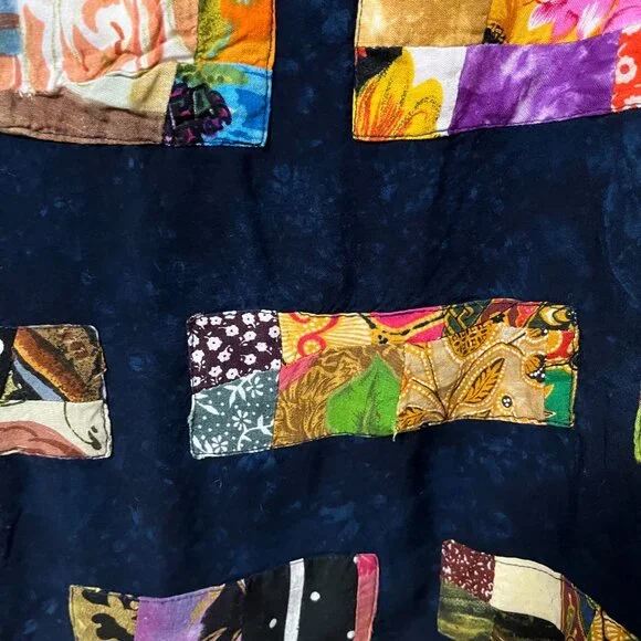 Theo Womens Vintage Art To Wear Lagenlook Patchwor  Tunic Blouse Top Sz M - Picture 4 of 5